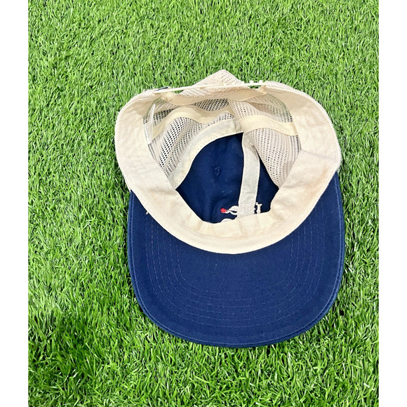 Life is Good SnapBack Mesh Trucker Hat Embroidered With Red Stars Navy Cream - Picture 6 of 8